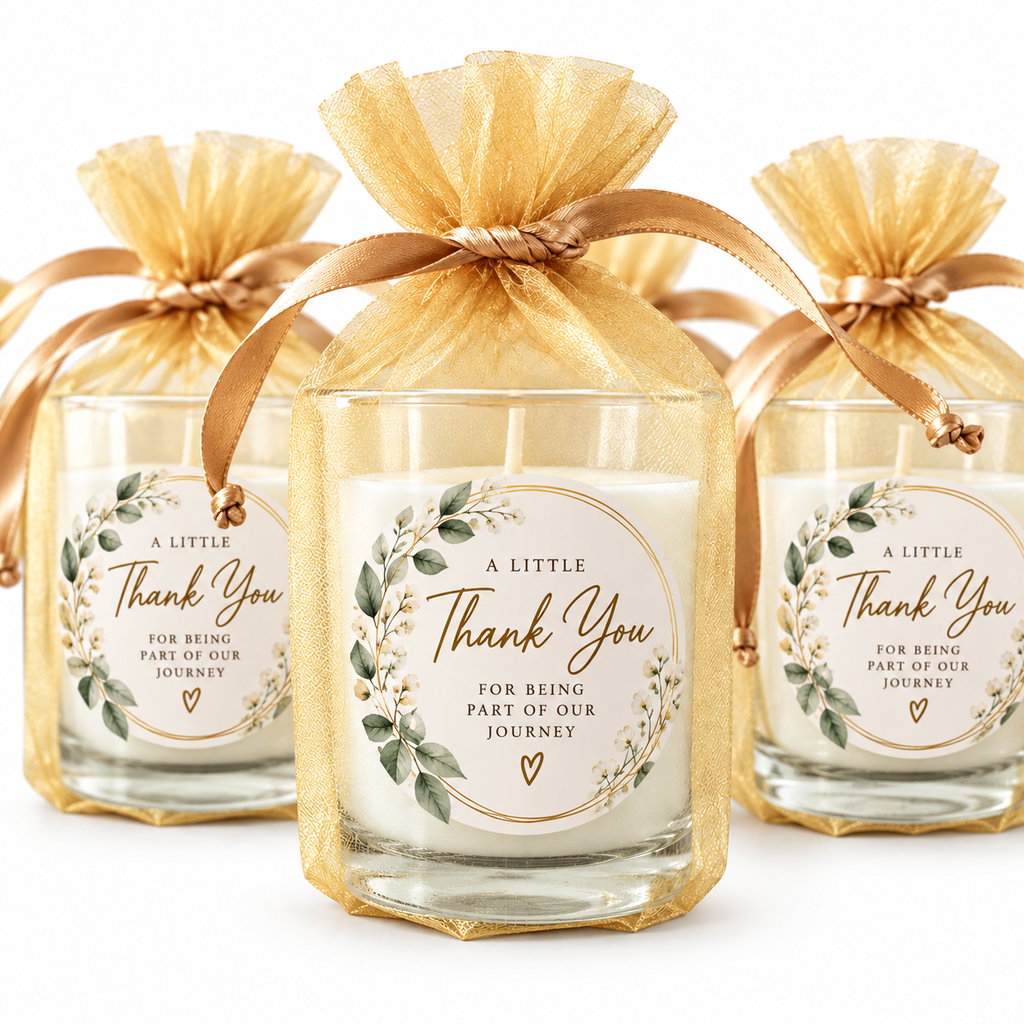 Personalised Candle Votives in an Organza Bag
